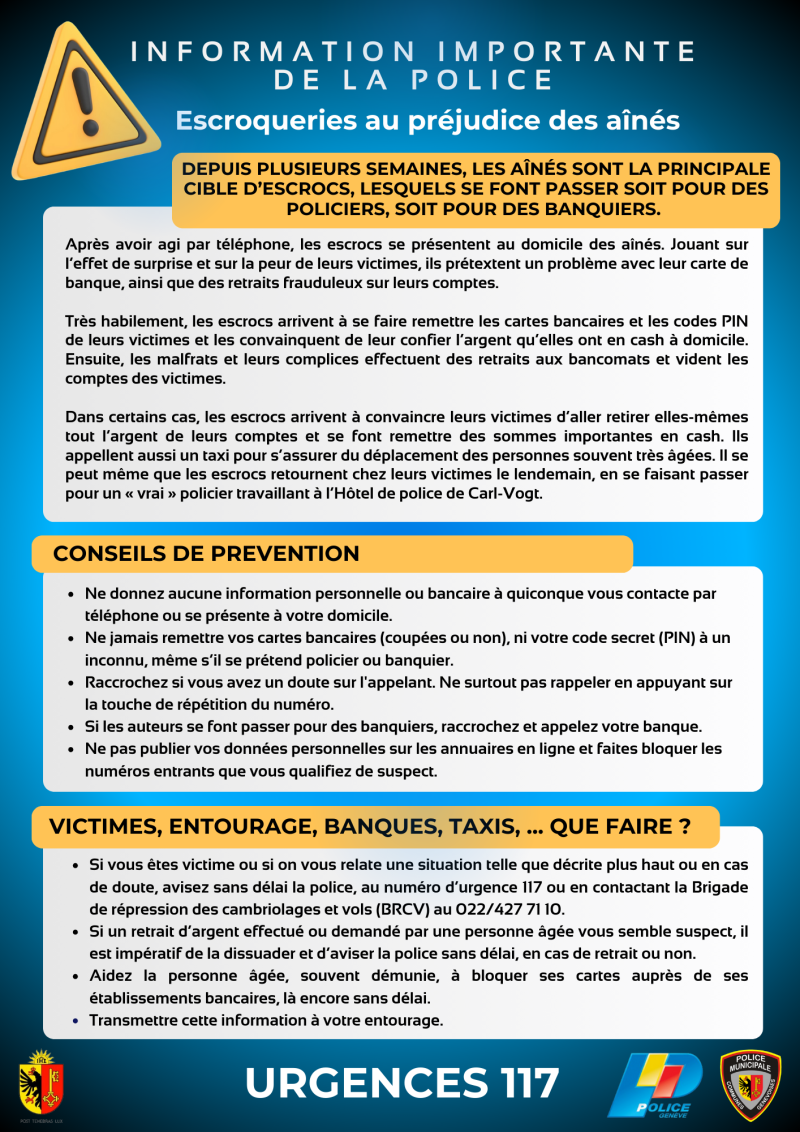 Information importante de la police cantonale